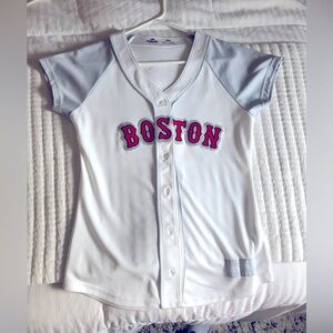 Boston Red Sox women’s jersey. Dustin Pedroia